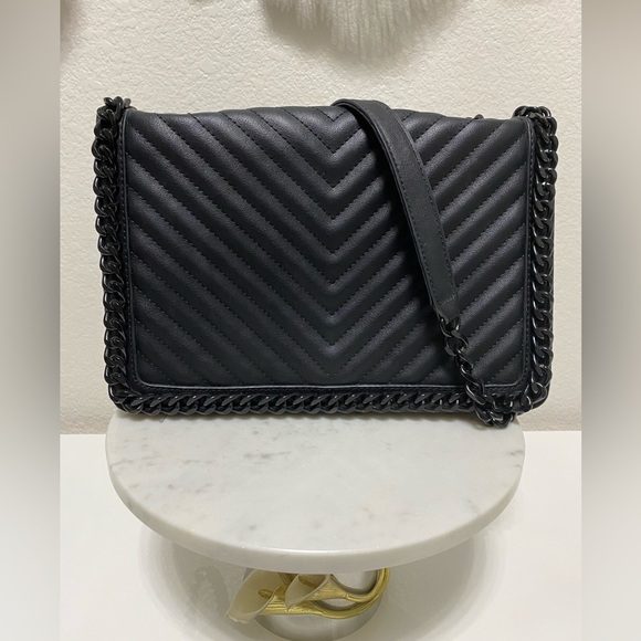 Aldo Handbags - Black Faux Leather Aldo Crossbody Chain Bag